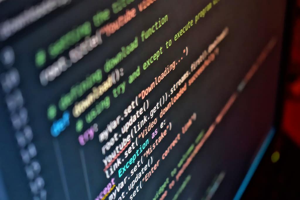 computer screen with code