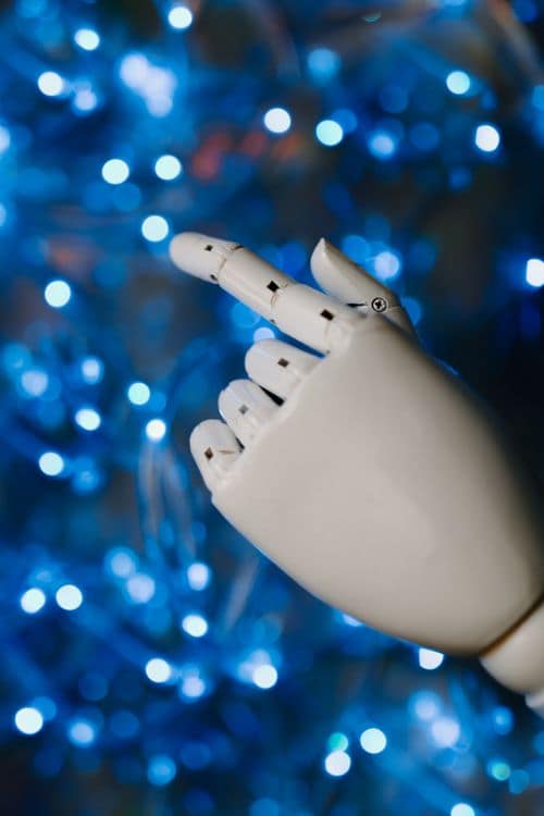 AI hand reaching out