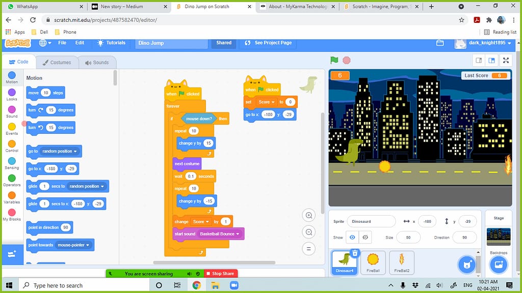 A Screenshot of Scratch's UI