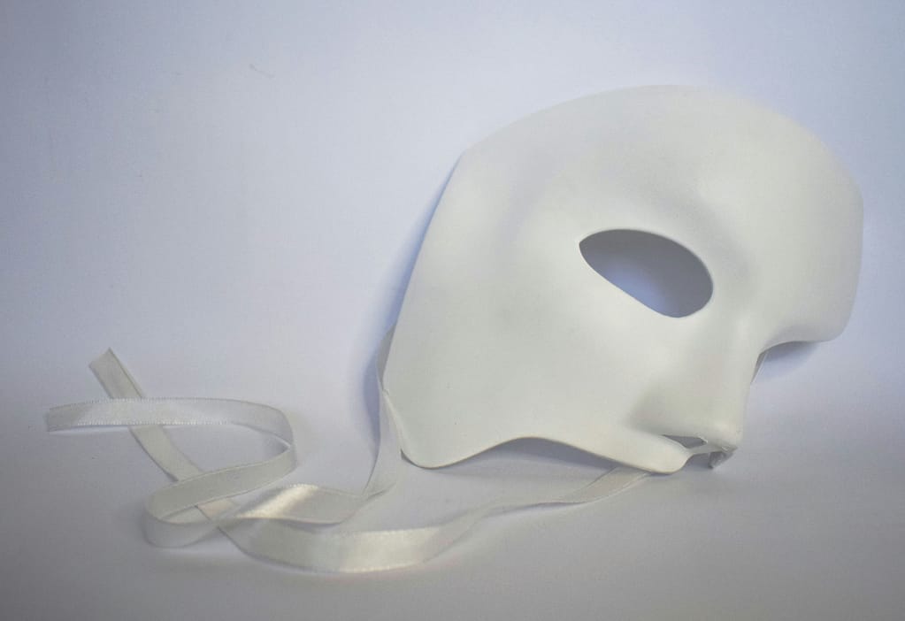 a white mask on a white background