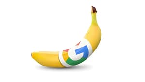 Banana with google logo