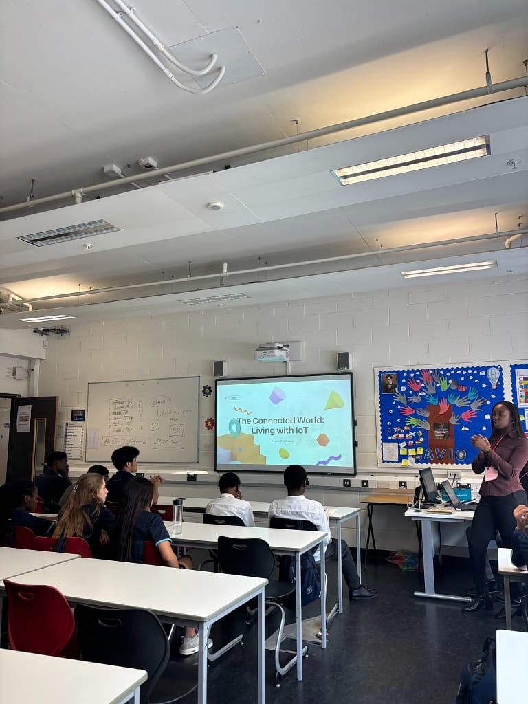 Web3sy's ceo talking to students in the classroom, presentation, career fair