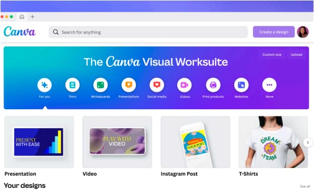 Image: Screenshot of Canva's homepage